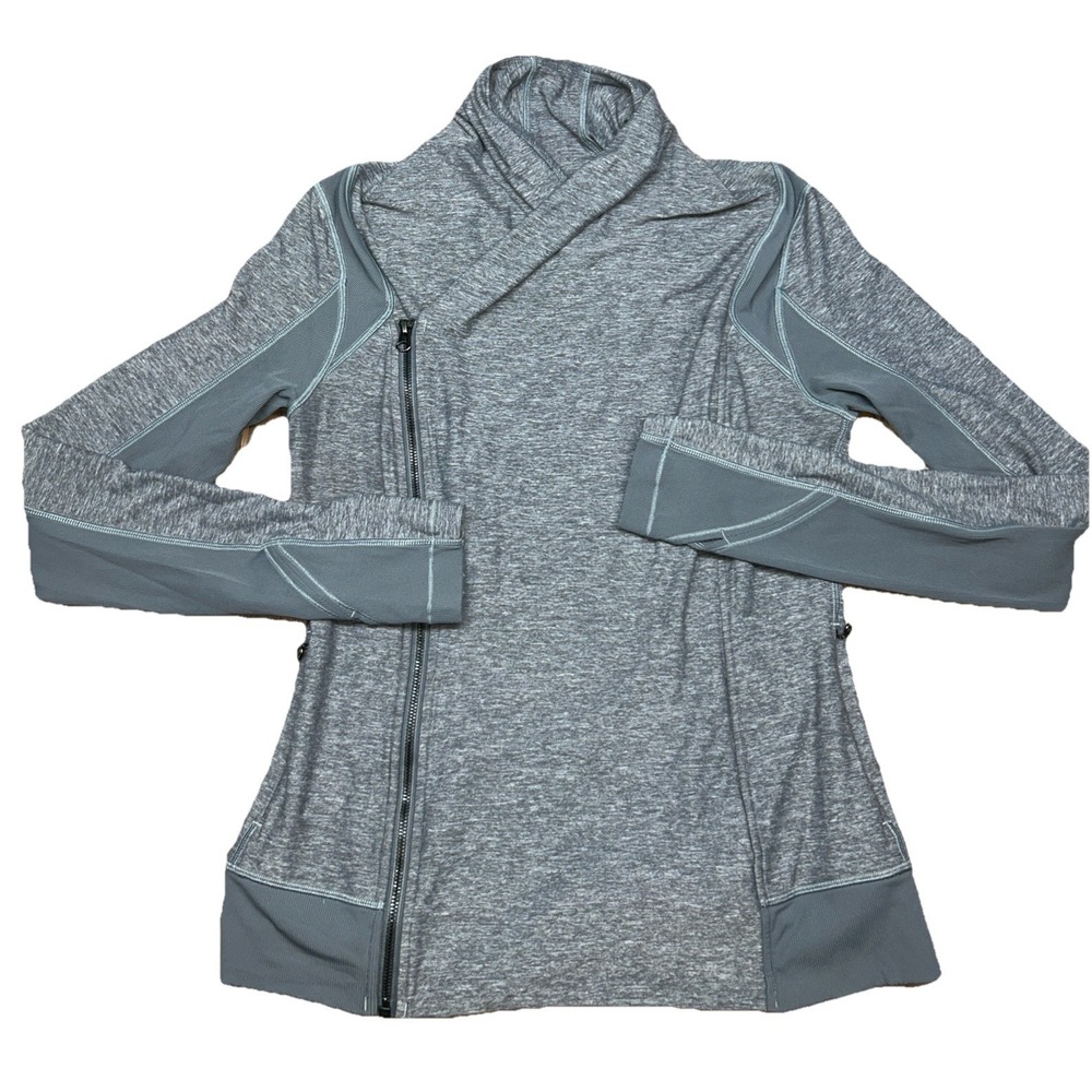 LULULEMON Jacket Womens US 12 Grey Bhakti Yoga Asymmetrical Zip Stretch